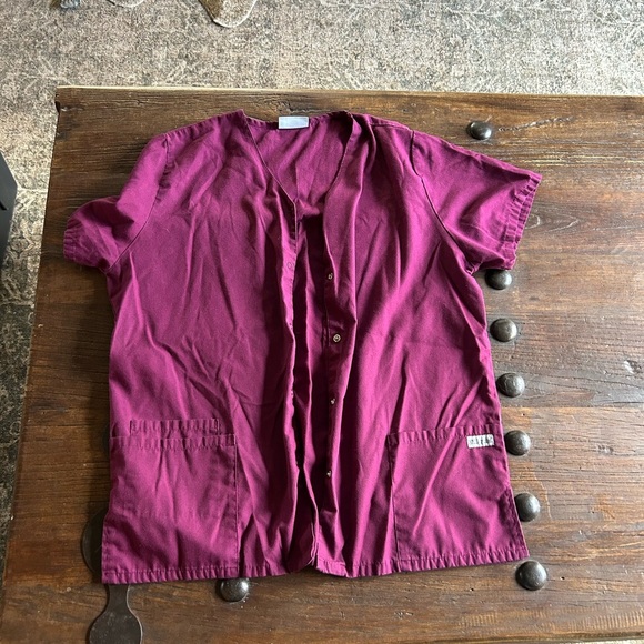 Uniform Advantage Tops - Uniform Advantage Maroon Button-Up Scrub Shirt